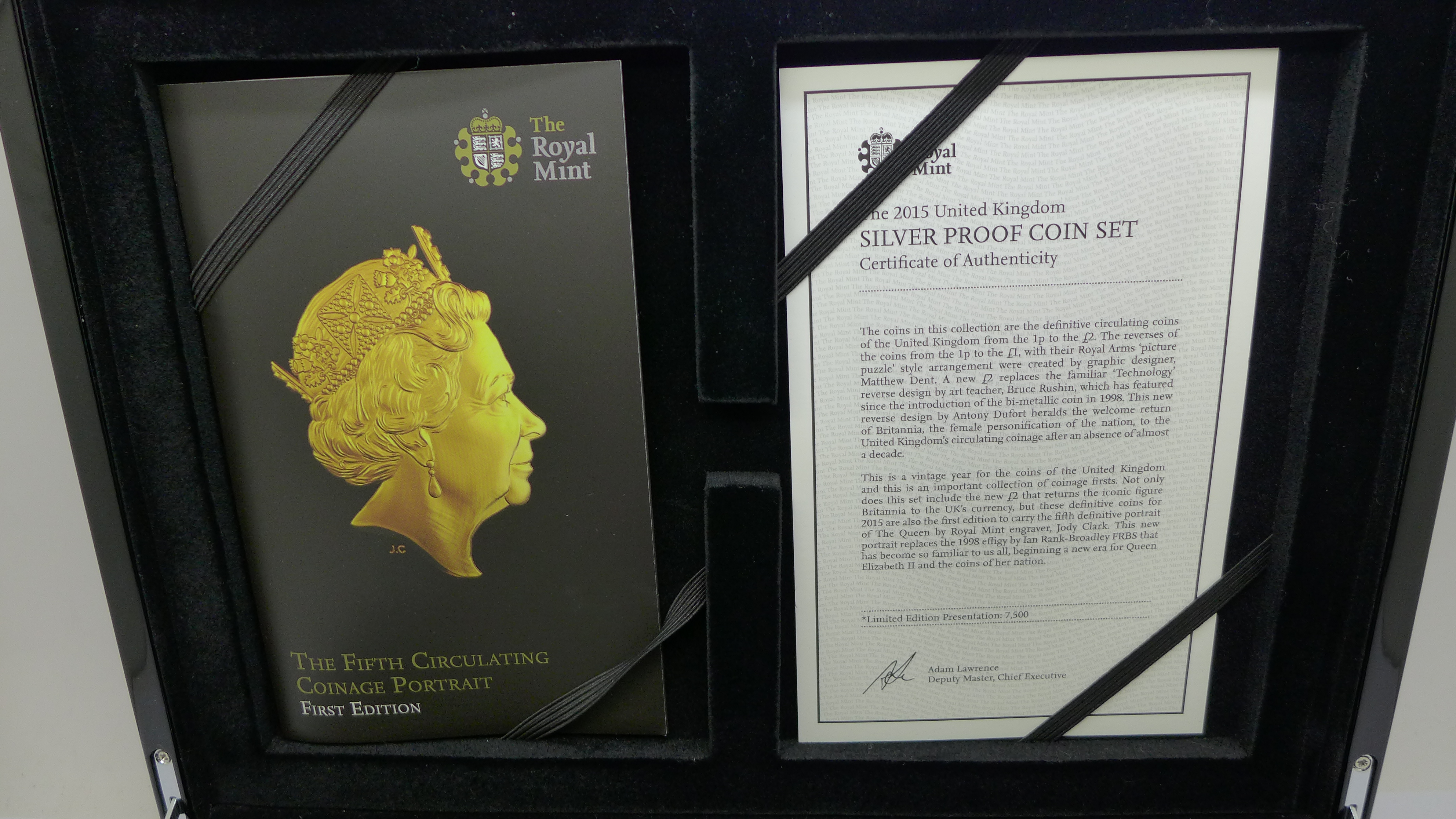 A 2015 silver proof coin set, the fifth circulation coinage portrait, first edition set, boxed - Image 4 of 7