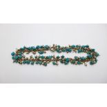 A sterling silver and turquoise choker