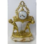 A French gilt metal ormolu and marble mantel clock, dial marked Charlet