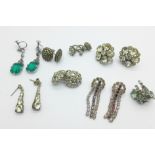 Eight pairs of vintage earrings