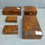 Five Thuya wood boxes