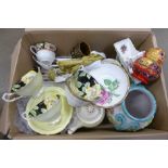 A box of mixed china