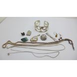 A collection of silver jewellery, 70g