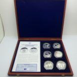 Six silver 1oz coins; 1996 European Football Championships