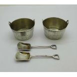 A pair of Victorian novelty silver salt buckets and spades, London 1867, 63.1g