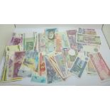 A quantity of uncirculated foreign bank notes