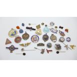 A collection of enamel and metal badges