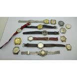 A collection of wristwatches including Smiths and one marked Chromatic Submarino, some a/f