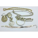 A collection of silver jewellery, 140g, (bracelet requires fastener)