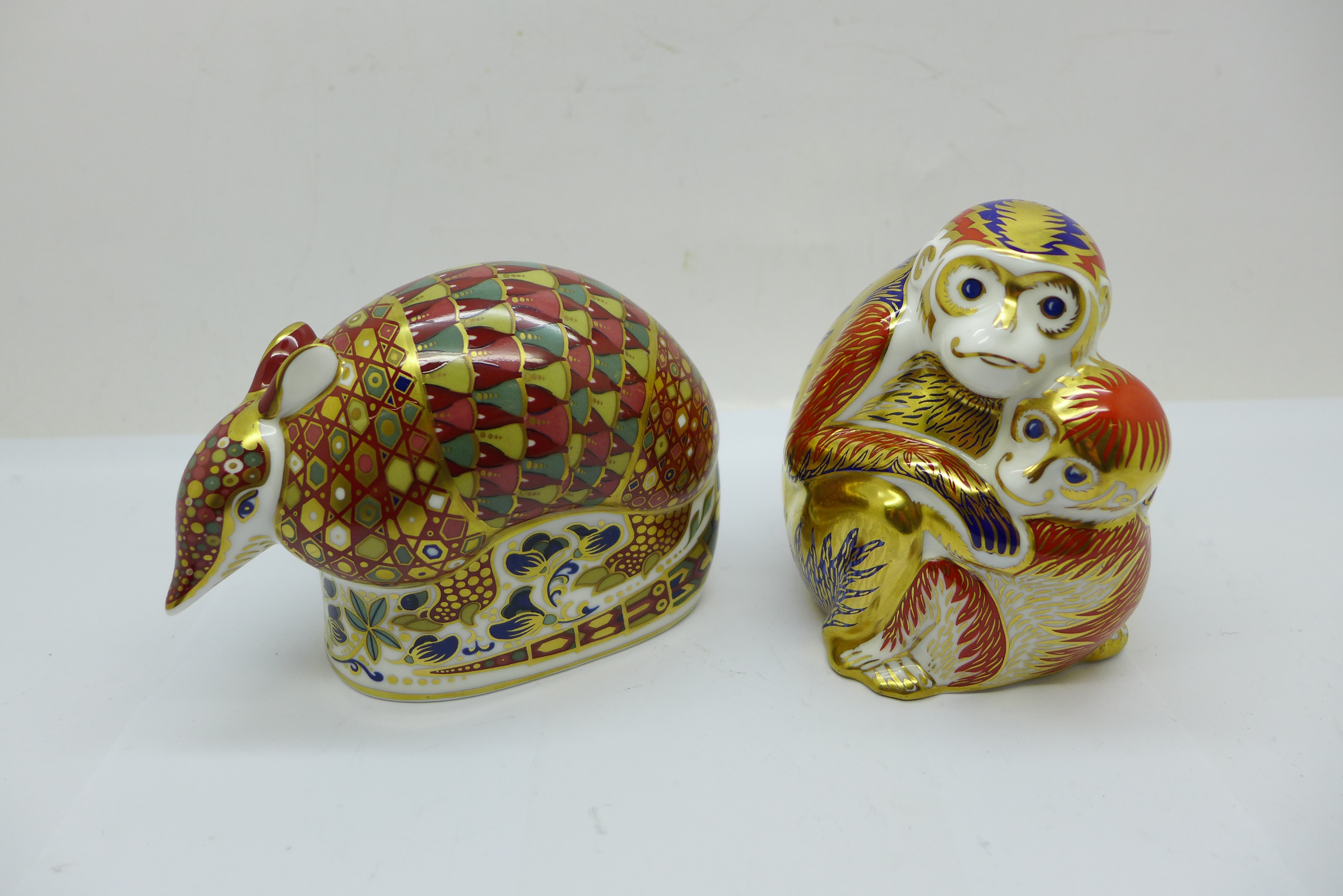 Two Royal Crown Derby paperweights - Monkey and Baby, launched in 1992 (the Chinese Year of the