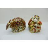 Two Royal Crown Derby paperweights - Monkey and Baby, launched in 1992 (the Chinese Year of the