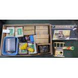Various Airfix, Tri-ang and Subbuteo transformers and some Scalextric parts