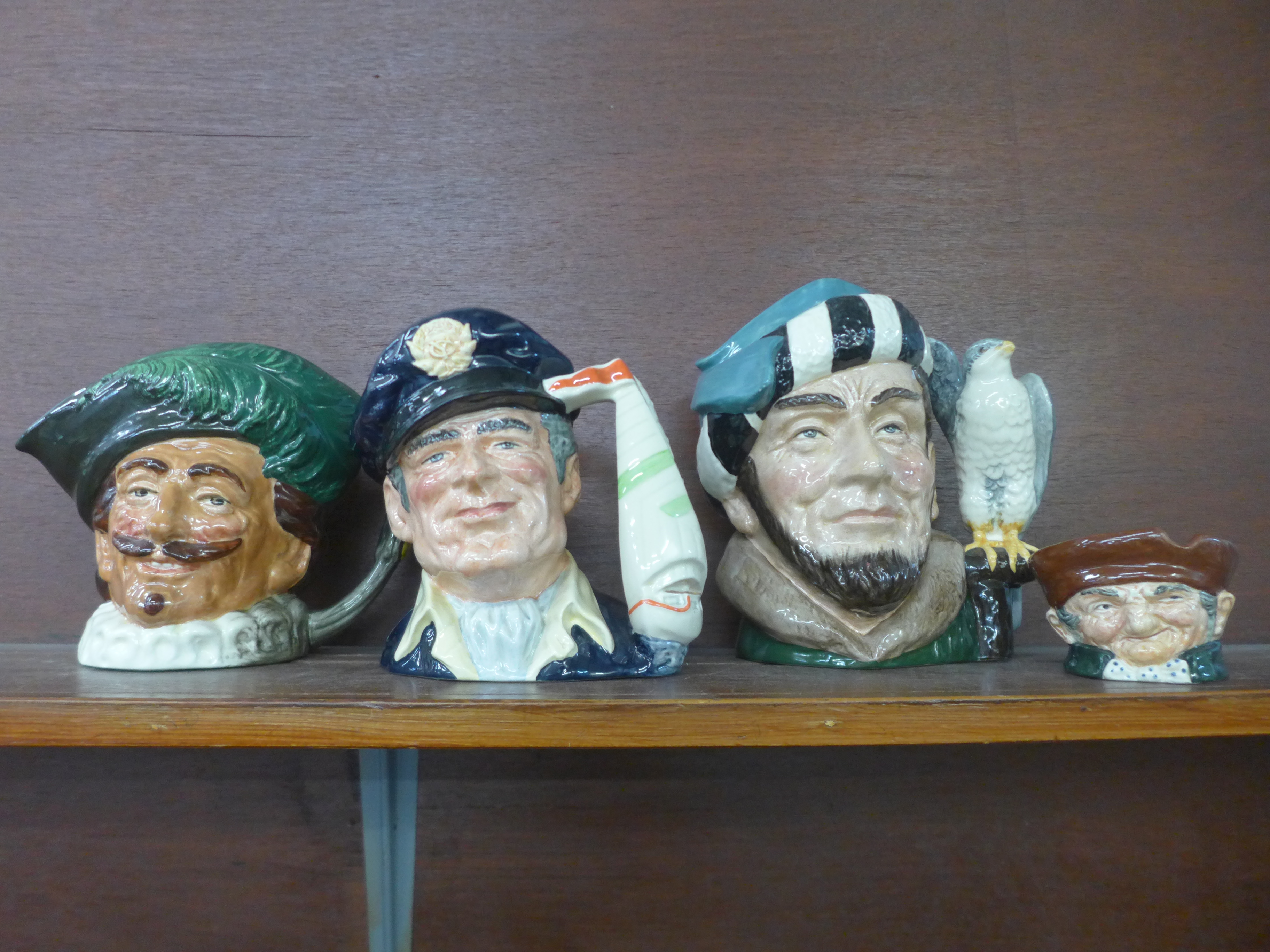 Three large Royal Doulton Character mugs, The Falconer, The Yachtsman, Cavalier and a Royal