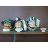 Three large Royal Doulton Character mugs, The Falconer, The Yachtsman, Cavalier and a Royal