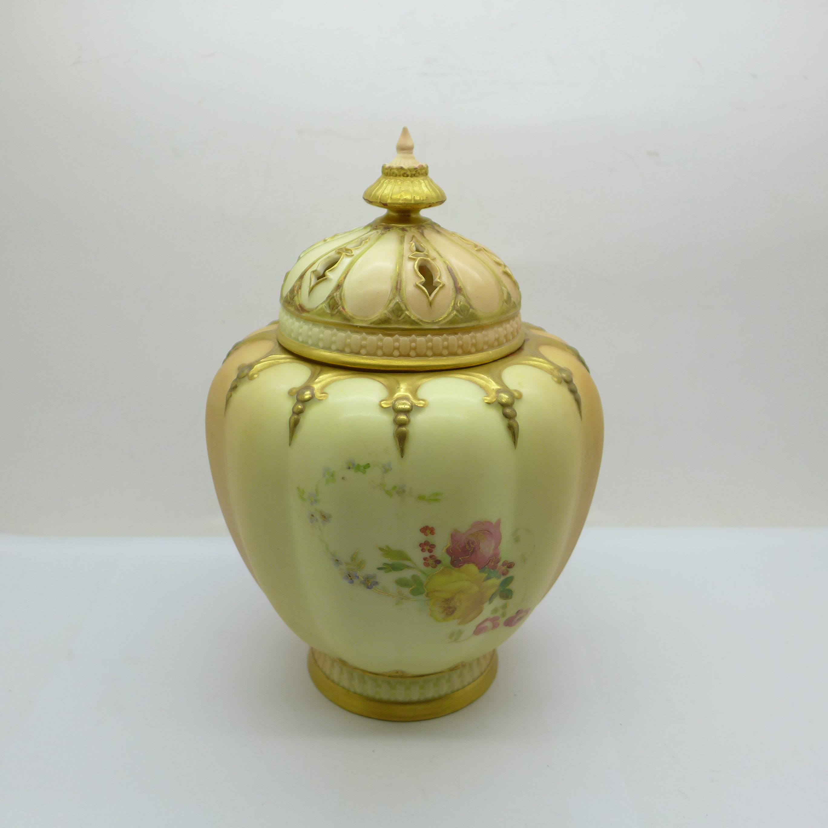 A Royal Worcester blush ivory pot pourri with two covers - Image 2 of 6