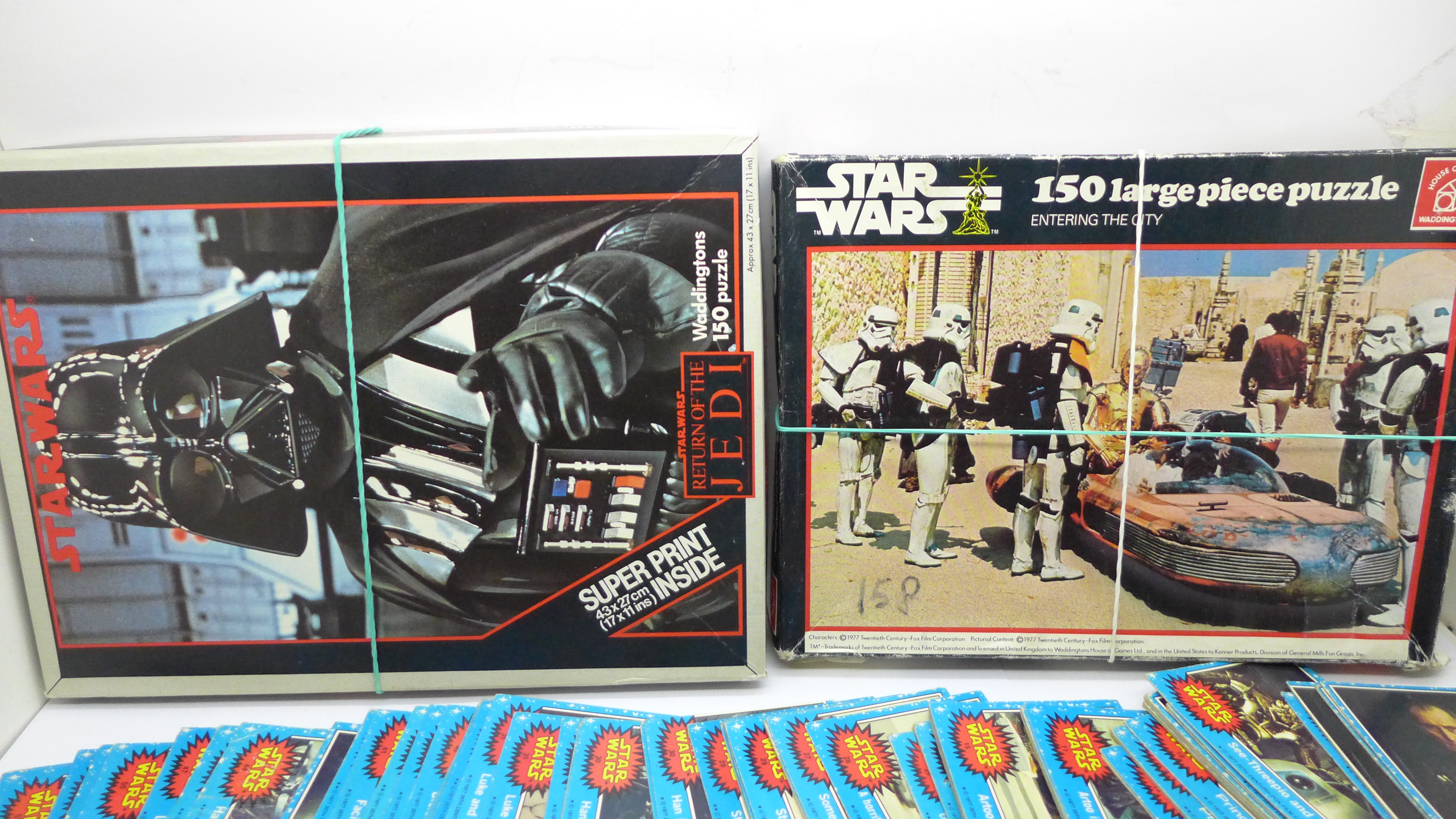 Two Star Wars themed jigsaw puzzles and various 1977 picture cards - Image 2 of 3
