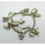 A silver charm bracelet, 43.8g