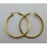 A pair of 9ct gold hoop earrings, 3.9g