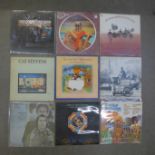 A collection of rock LP records, Steely Dan, Cat Stevens, 10cc, Elton John, Tangerine Dream, Neil