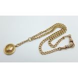 A 9ct gold double Albert chain and fob, 37.0g
