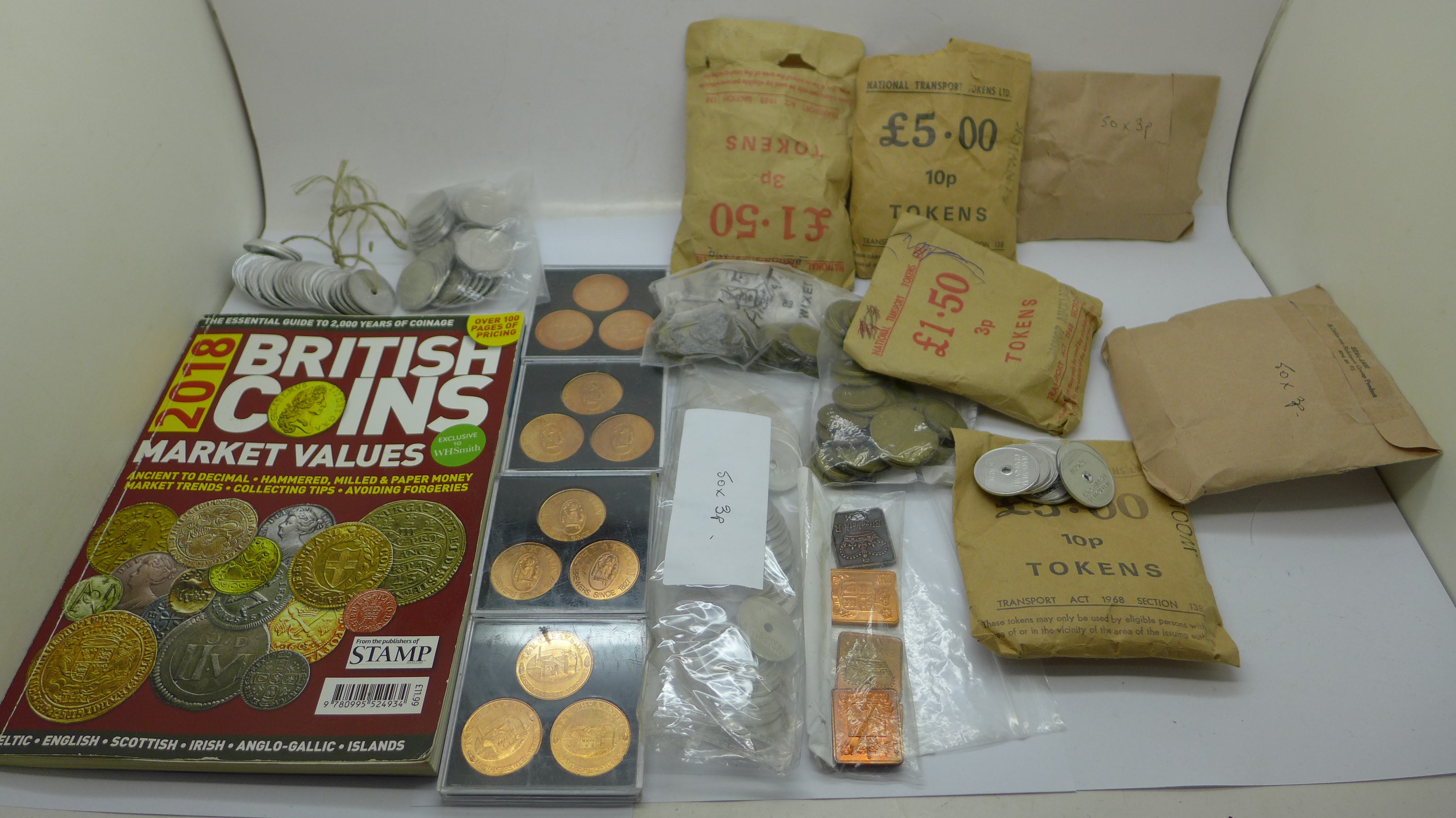Aluminium National Transport tokens, other tokens and a coin catalogue