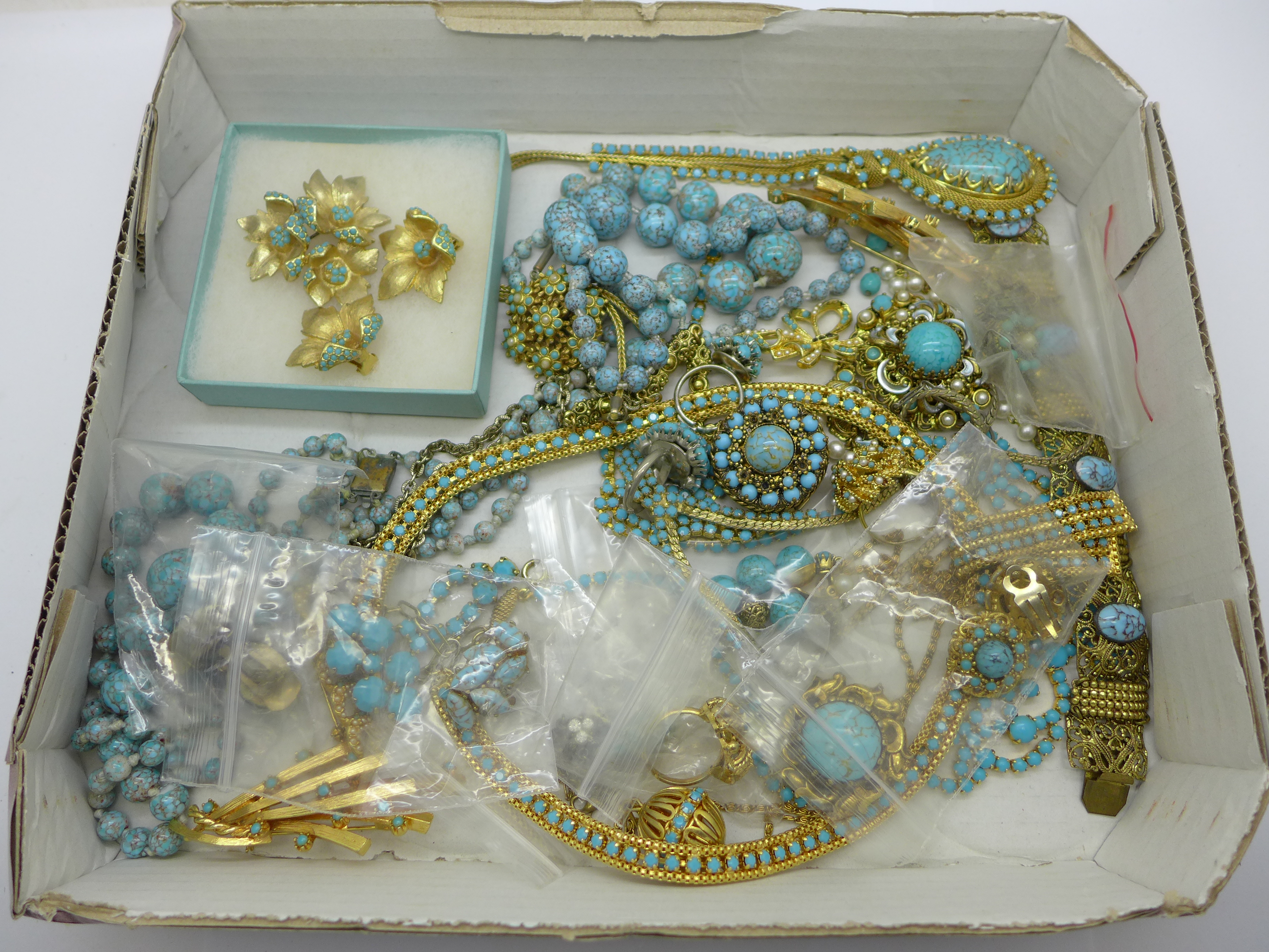 Goldtone and turquoise jewellery