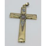 A 14k gold and enamel crucifix, 4.9g