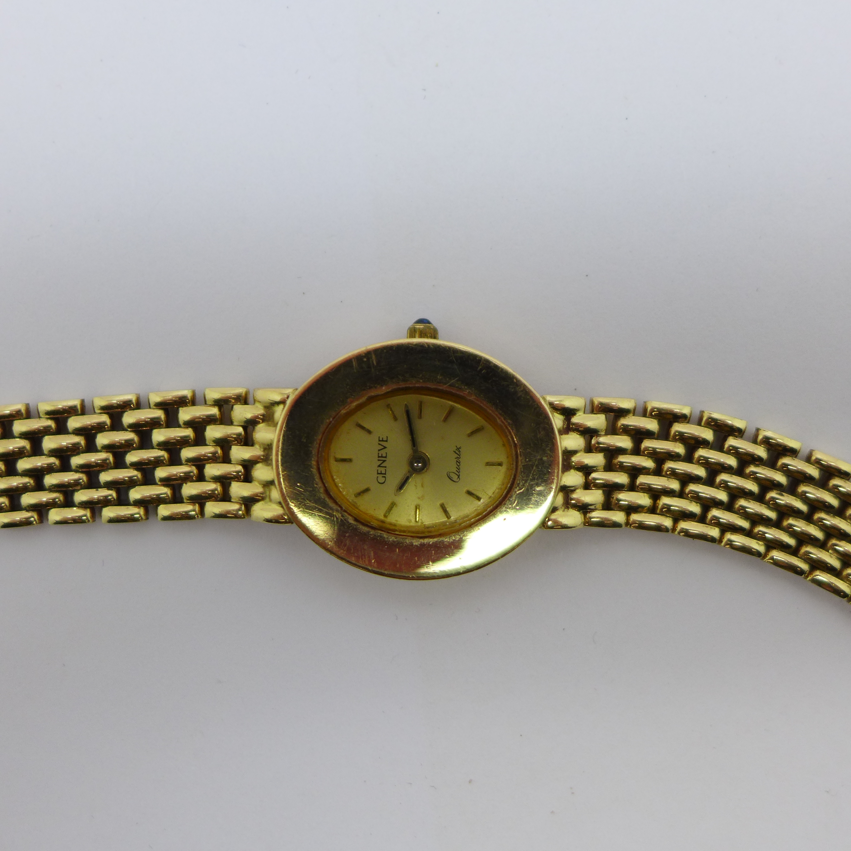 A lady's Geneve quartz 14ct gold wristwatch, 36g gross - Image 4 of 6