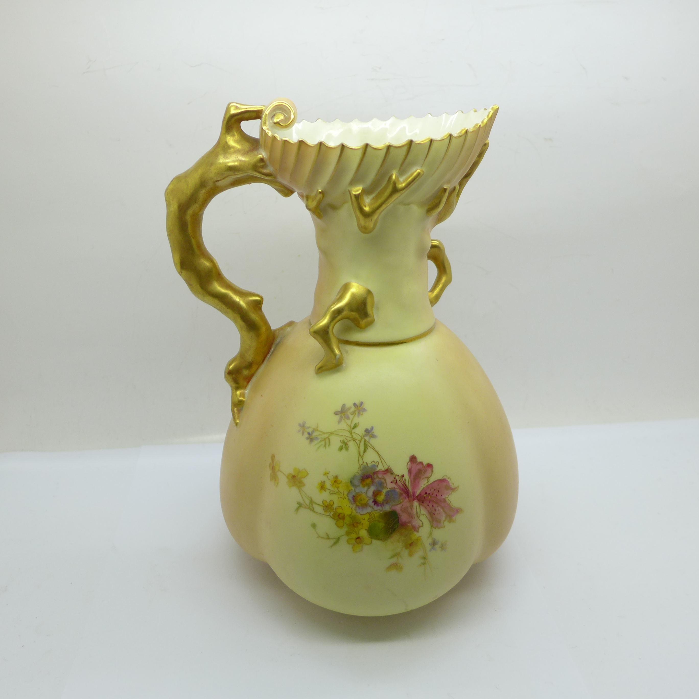 A Royal Worcester blush ivory ewer, 1507 backstamp, 22cm - Image 3 of 5