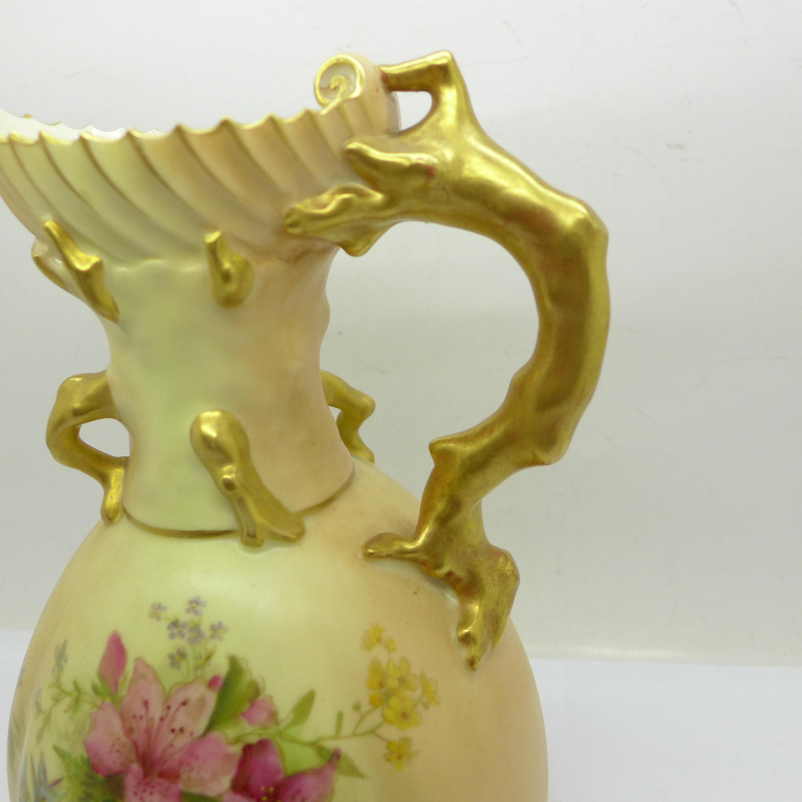 A Royal Worcester blush ivory ewer, 1507 backstamp, 22cm - Image 2 of 5