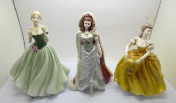 Two Coalport figures and a Royal Worcester figure