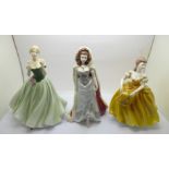 Two Coalport figures and a Royal Worcester figure