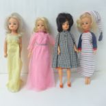 A small Sindy doll (1960's) and three other Sindy dolls plus bag Sindy parts for spares/repairs