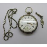 A silver English lever pocket watch