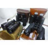 Four pairs of binoculars, including WWI period, Zodiac and USI London Decalite