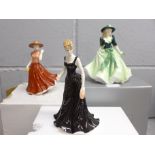 Three Royal Worcester figures; Floral Lady, Holly and one other