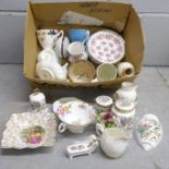 A collection of china including an Aynsley Pembroke set, Coalport, Royal Windsor, Midwinter, New