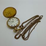 An Elgin full hunter pocket watch lacking glass and guard chain