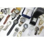 A collection of wristwatches including Sekonda, Rotary, Accurist Services, some boxed