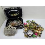 A collection of costume earrings and paste costume jewellery