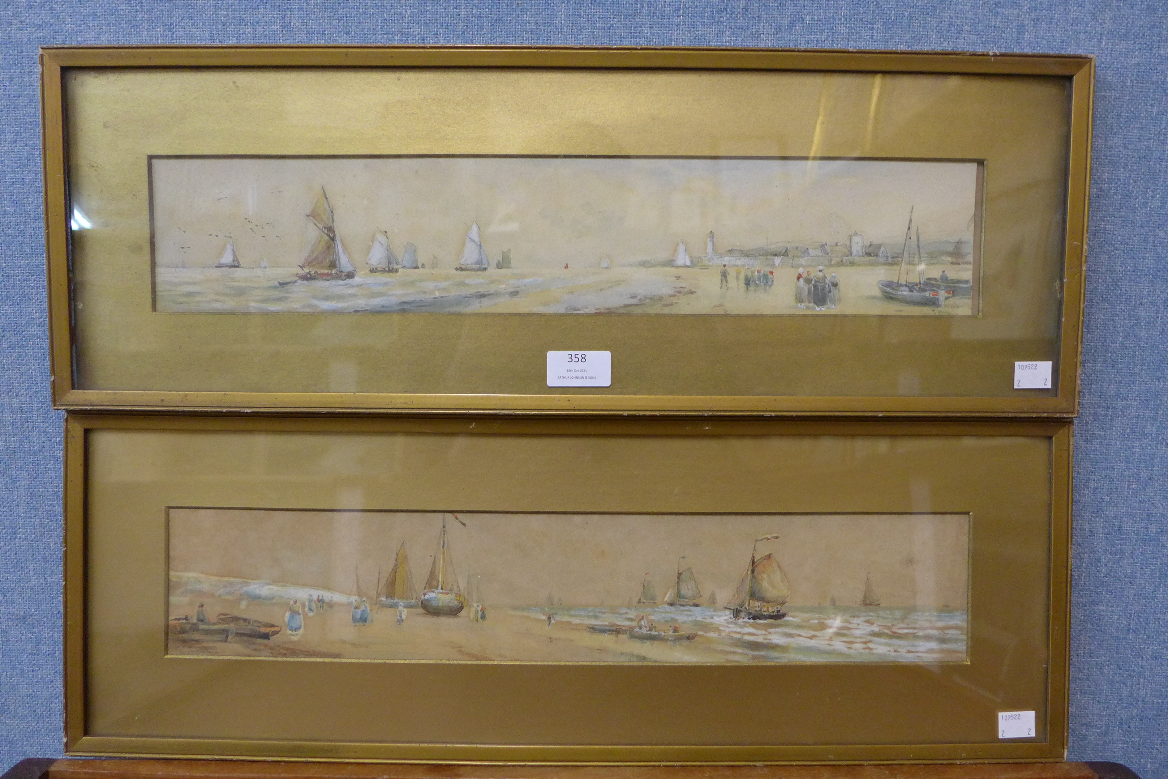 Charles Frederick Allbon (1856-1926), pair of coastal marine landscapes, watercolour, framed