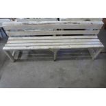 A painted pine garden bench