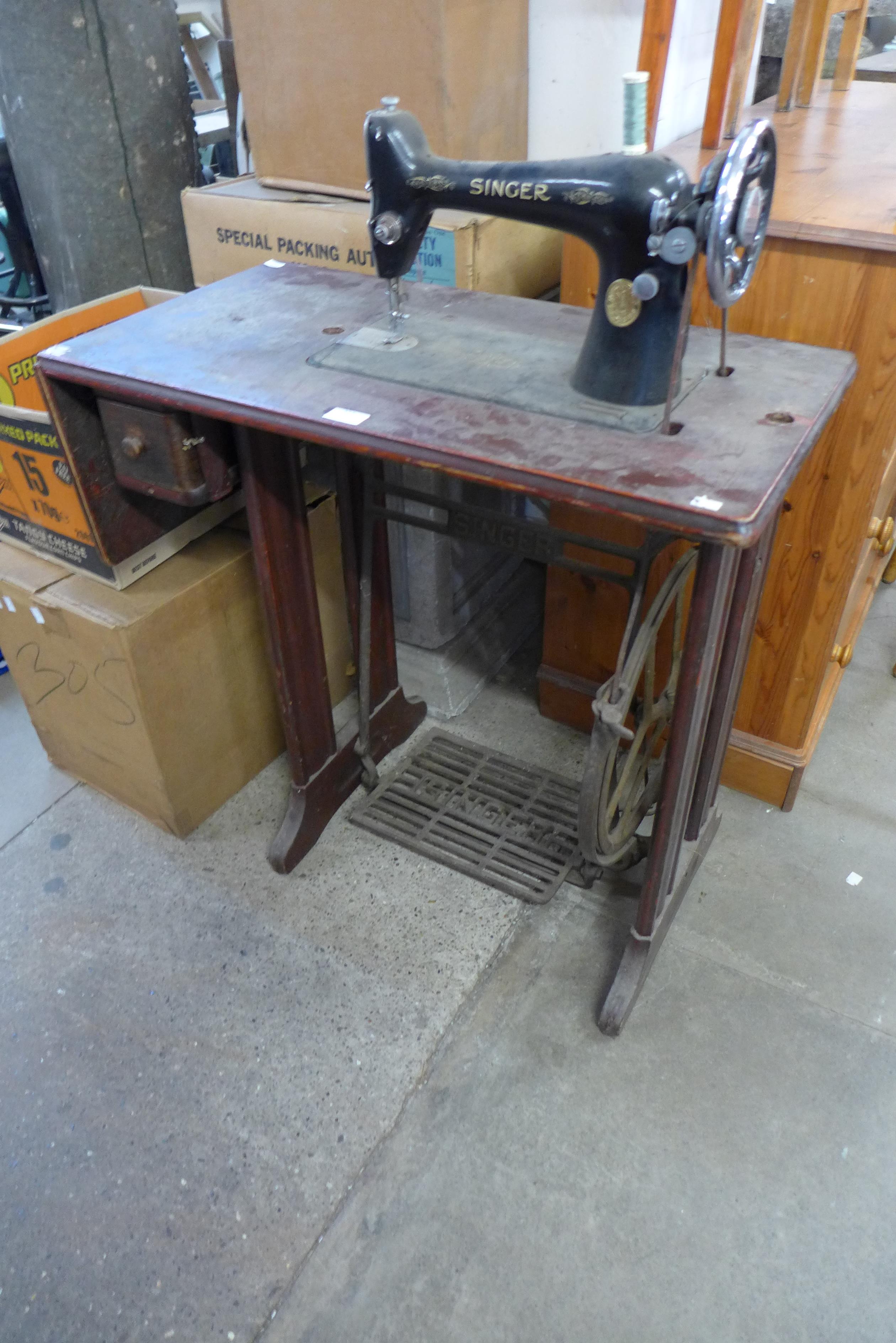 A Singer treadle sewing machine