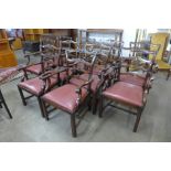 A set of ten Chippendale Revival mahogany dining chairs