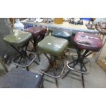 Five industrial machinist's chairs