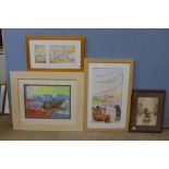 Gwyn Collett, three watercolours and one other