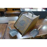 An Edward VII beech coal scuttle