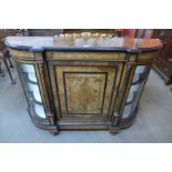 A Victorian inlaid walnut, ebonised and gilt metal mantel credenza