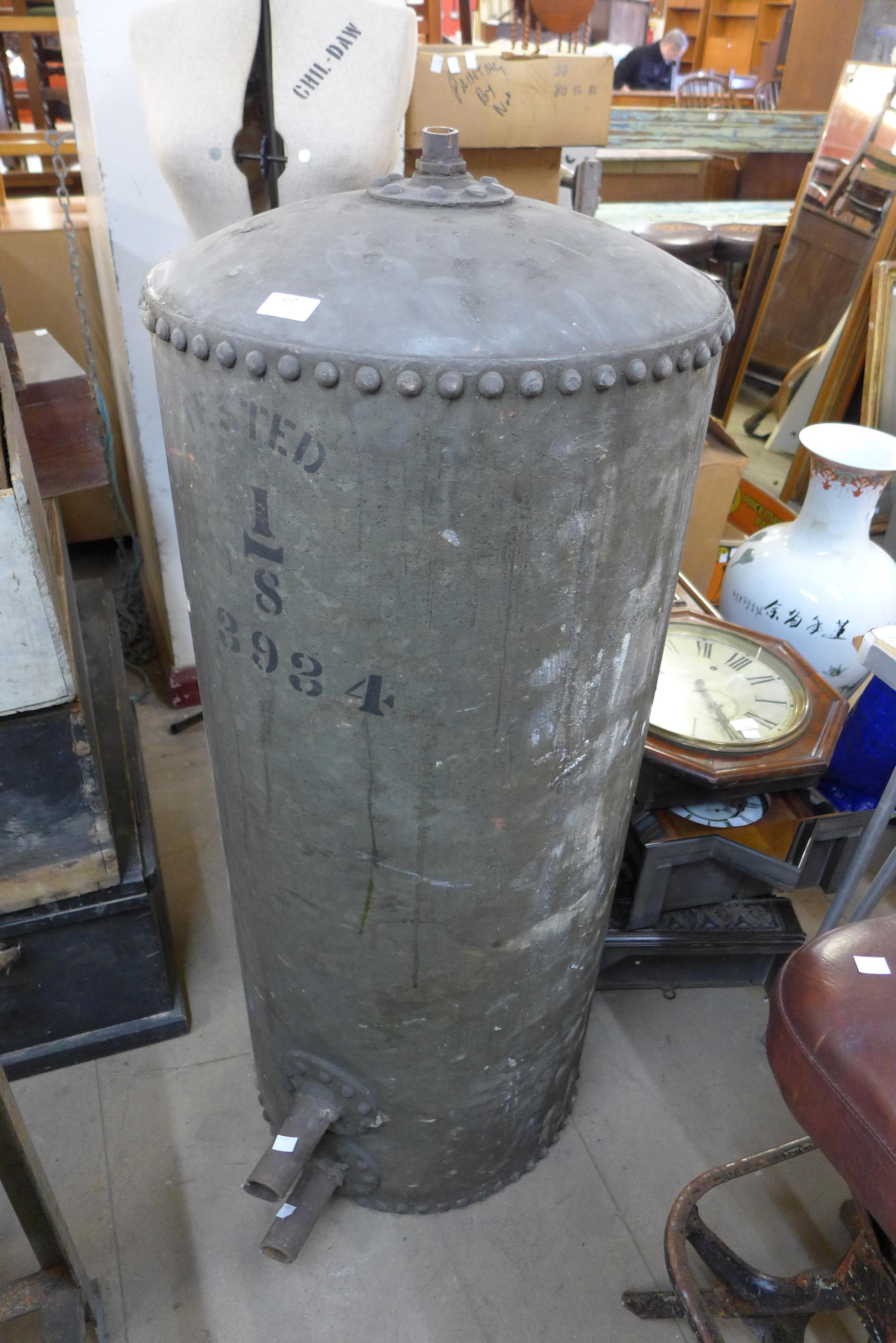 A Victorian galvanised water tank