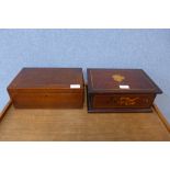 Two Victorian inlaid mahogany jewellery boxes